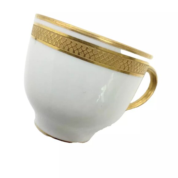 Limoges France W. G. & Co. Footed Demitasse Cup 3 Gold Bands Pattern GUE119 - Picture 4 of 6